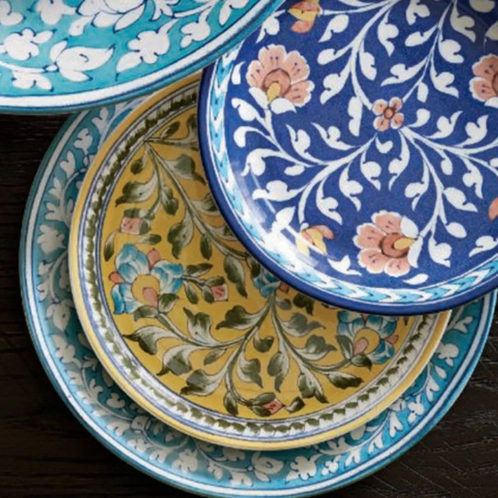 New Pottery Barn ‘Ava’ Floral Dinner Plate Set, S/4, Turquoise